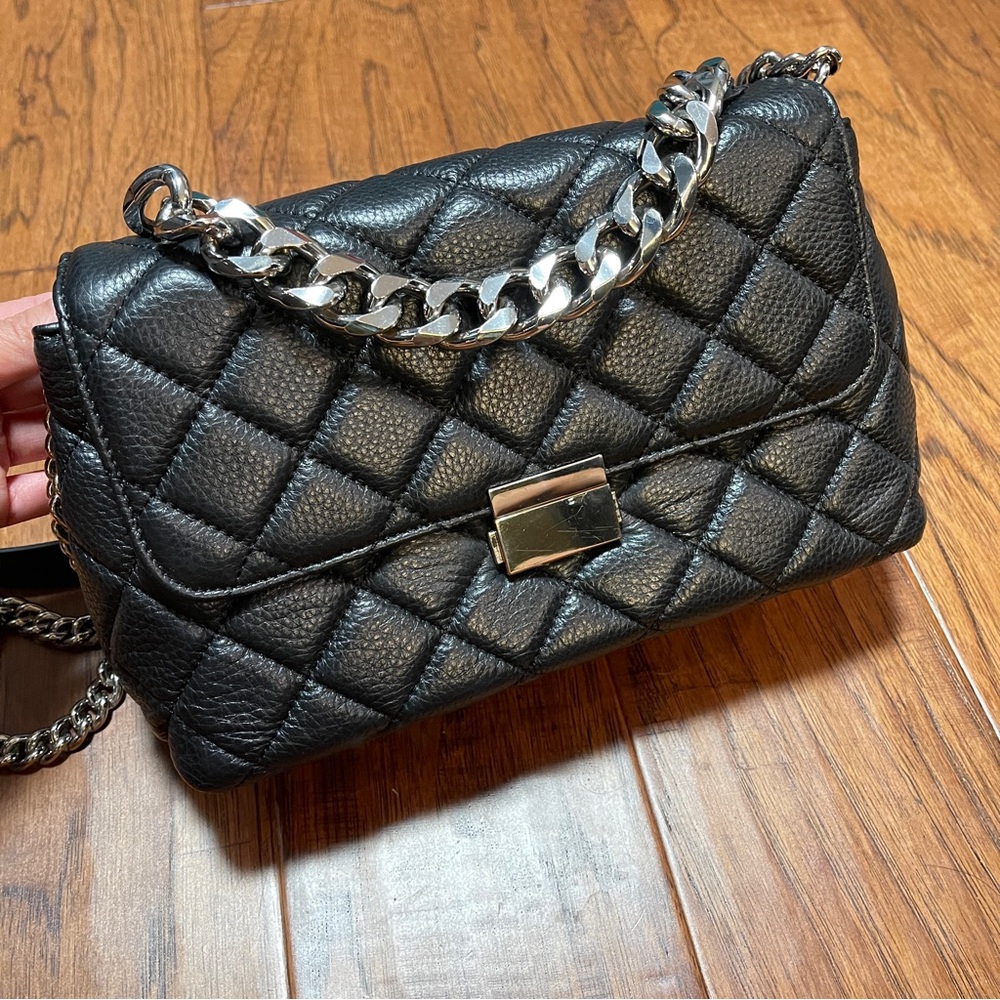 Black Cushioned leather bag